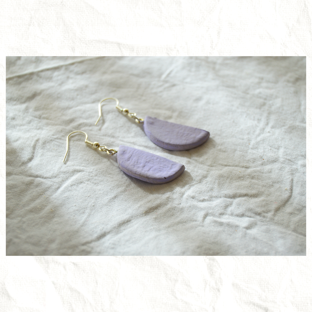 Pendientes Artesanos de Arcilla - Semicírculo