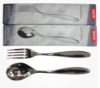 Set Alessi Mami: forchetta e cucchiaio da servizio
