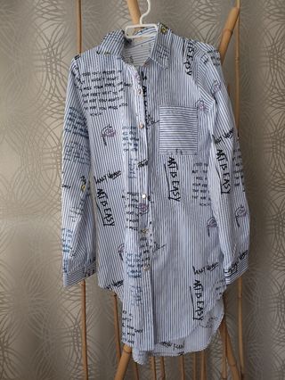 Camisa azul a rayas - Talla S