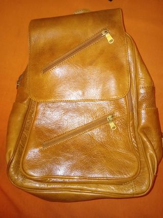 Bolso Mochila Piel Marrón Nueva