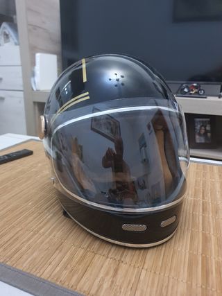 Casco moto vintage negro talla L 