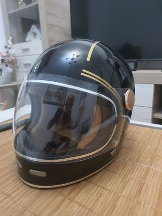 Casco moto vintage negro talla L 