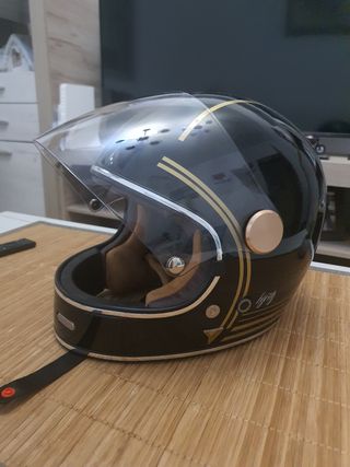Casco moto vintage negro talla L 