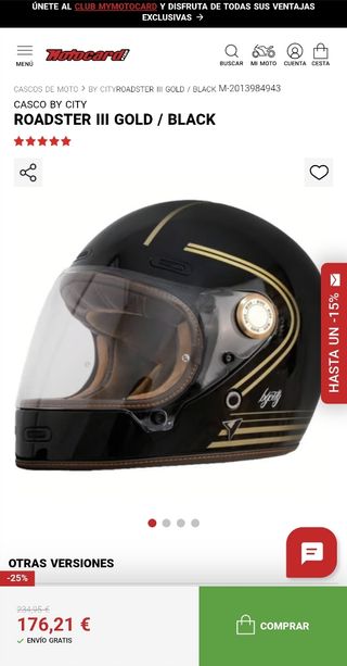 Casco moto vintage negro talla L 