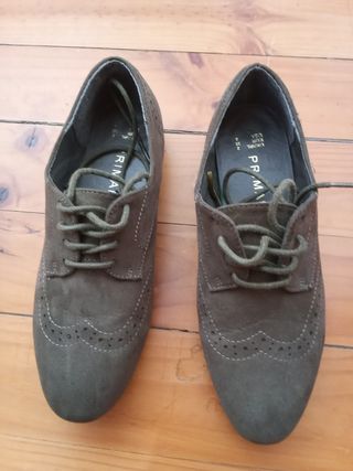 Zapatillas Primark antelina verde 35 / Liquidación