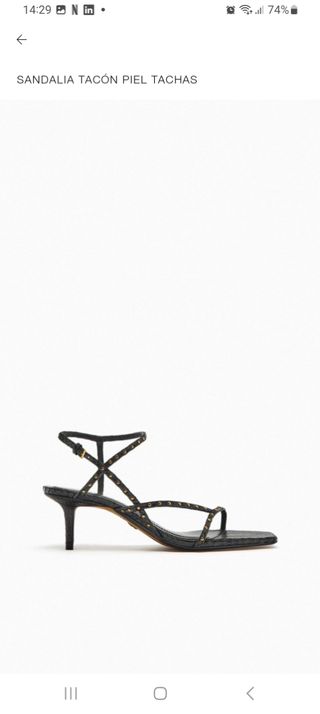 Sandalias tacón ZARA piel negra con tachas n° 37