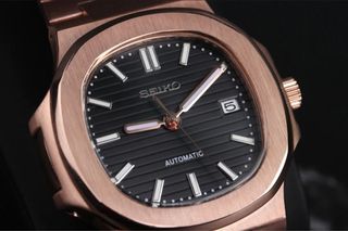 Seiko Mod Nautilus Rose Black