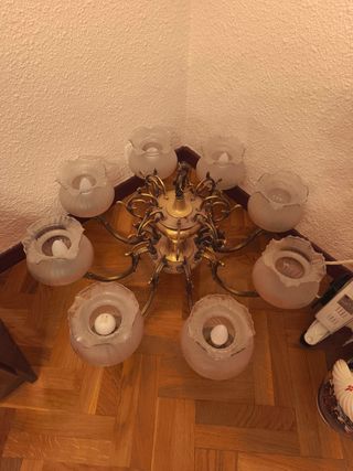 Lampara araña dorada 8 luces