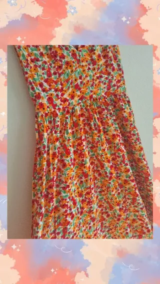 Vestido midi floral rojo-naranja