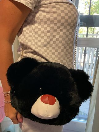 Zaino/borsa peluche orso nero