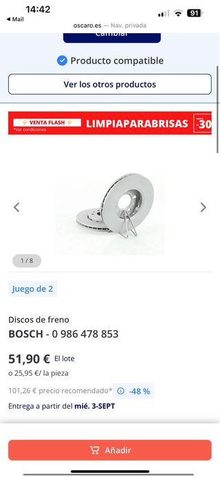 Discos freno Audi A3 - Delanteros