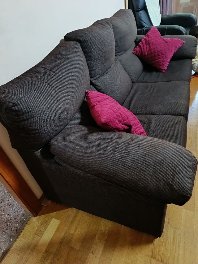 Sofá 3 plazas - Gris y Rosa