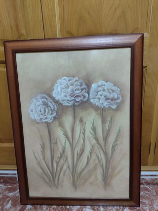 Cuadro flores - Marco madera