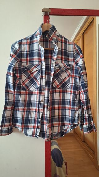 Camisa cuadros roja azul talla S