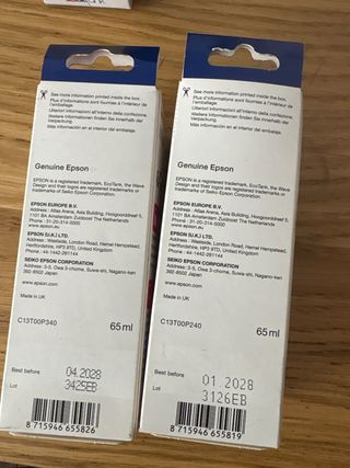 Botellas tinta Epson 104 cian y magenta ecotank 