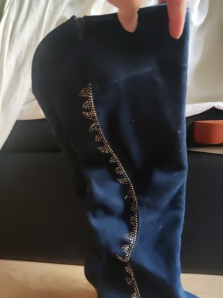 Sandalias negras + botas azules Zara tacón 38