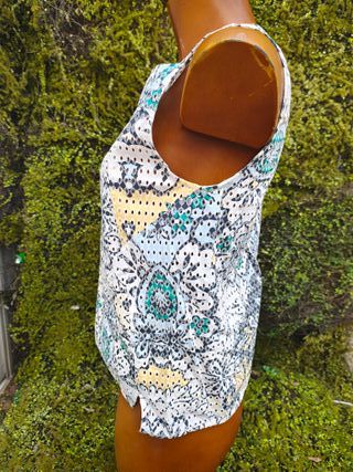 USADO-Top Zara étnico multicolor sin mangas-1077