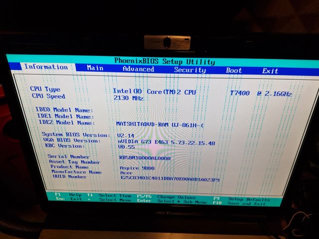 Portátil Acer Aspire 9800