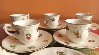 Juego 6 tazas y platos café San Claudio