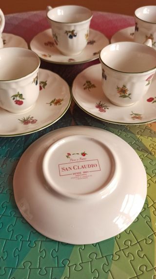 Juego 6 tazas y platos café San Claudio