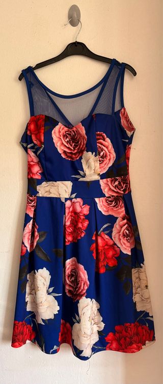 Vestido floral azul - Fiestas