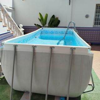 Piscina desmontable gris-azul