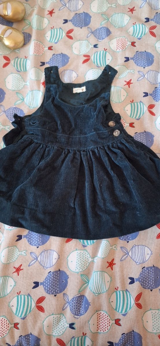 Vestido niña Gocco pana verde oscuro