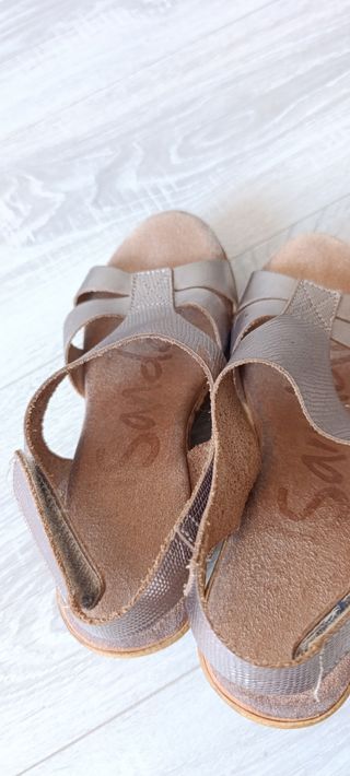 Sandalias cuña plata mujer