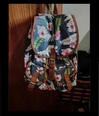 Mochila Flores - Azul y Rosa