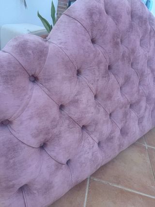 Cabecero cama 135 terciopelo rosa