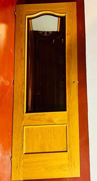 Puerta interior madera maciza cristal (202,5x72cm)