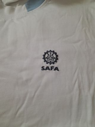 Camiseta SAFA gimnasia - blanca y azul