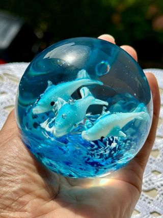 Sfera vetro Murano delfini