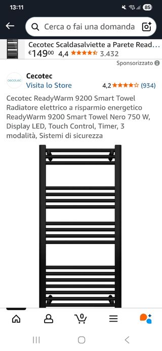 ScaldaSalviette Cecotec Nero