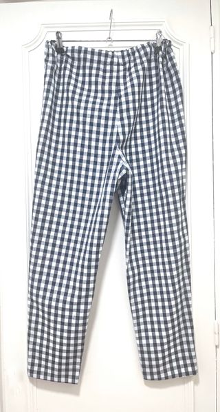 Pantalón Zara vichy blanco-marino