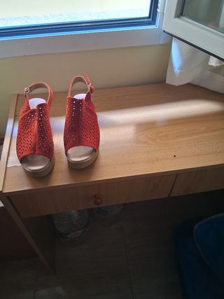 Zapatos cuña rojos talla 41