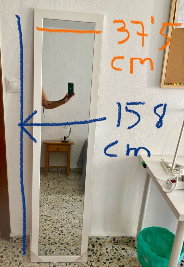 Espejo blanco de cuerpo entero - 37.5x158cm