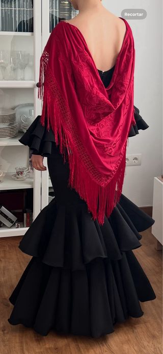 Traje Flamenca El Rocio color negro Talla S.