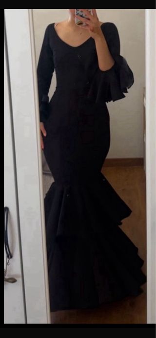 Traje Flamenca El Rocio color negro Talla S.