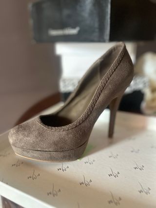 Scarpe tacco alto camoscio marrone