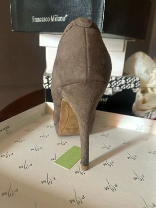 Scarpe tacco alto camoscio marrone