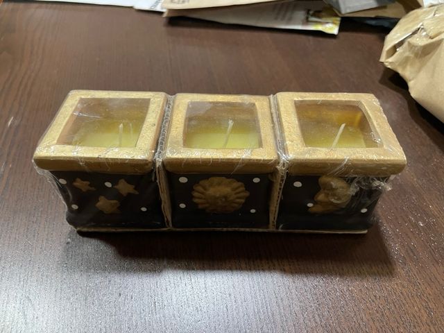 Velas decorativas 3 piezas - Dorado y Negro
