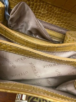 Bolso Uterqüe piel amarilla