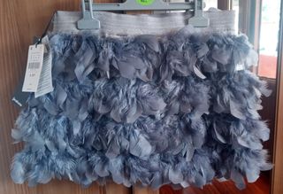 Minifalda plumas gris Stradivarius - T-M