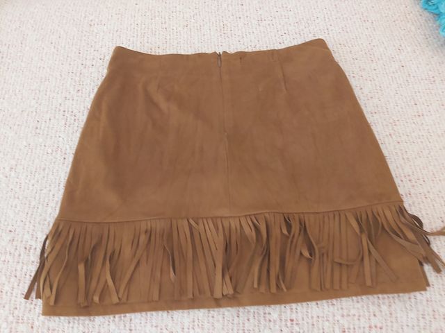 Falda marrón flecos talla S