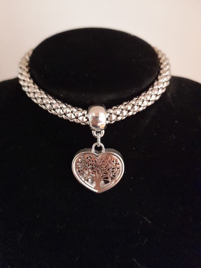 Bracciale metallo color argento, Albero Vita