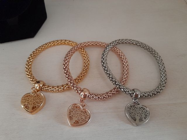 Bracciale metallo color argento, Albero Vita