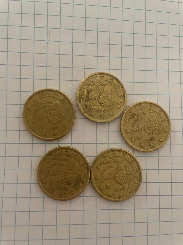 5 Monedas 50 céntimos España 1999