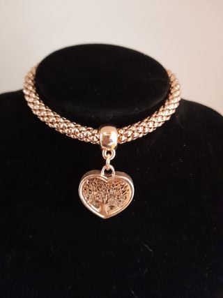 Bracciale metallo color oro rosa albero vita