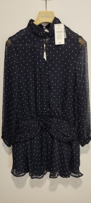 Vestido Zara lunares negro talla S